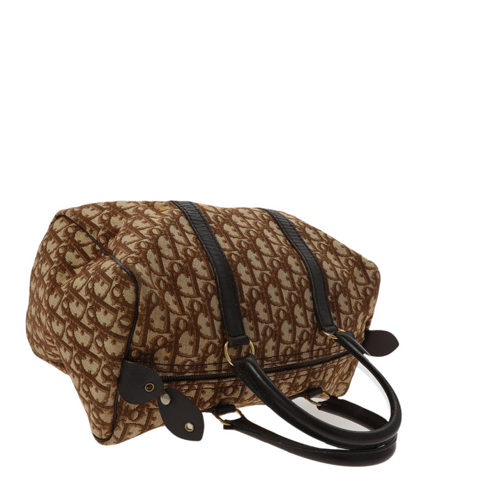 CHRISTIAN Top quality Dior Bowling Handbag in Beige Fabric