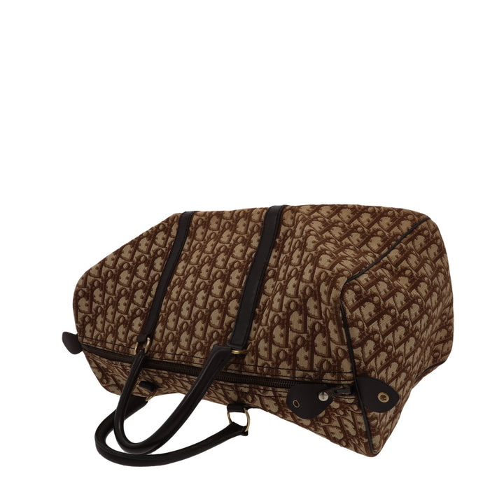 CHRISTIAN Top quality Dior Bowling Handbag in Beige Fabric