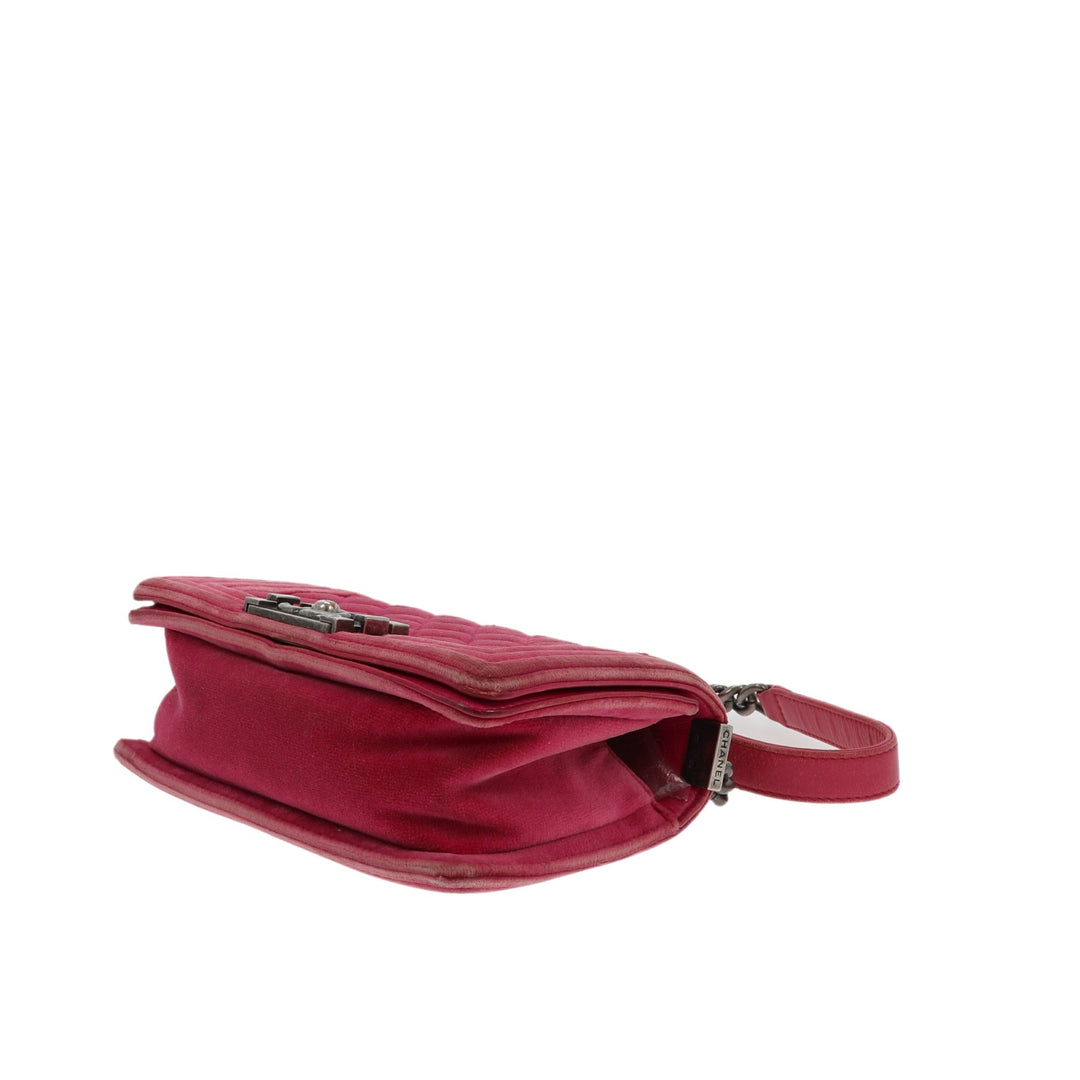 Chanel Boy Shoulder Bag in Pink Velvet