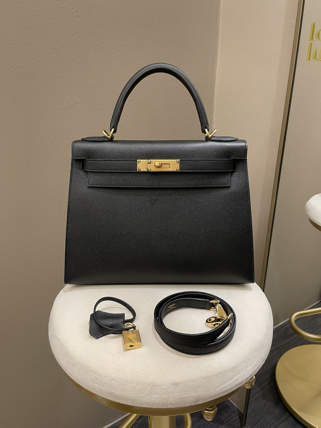 Top quality Hermes Kelly Sellier 28 Black Epsom