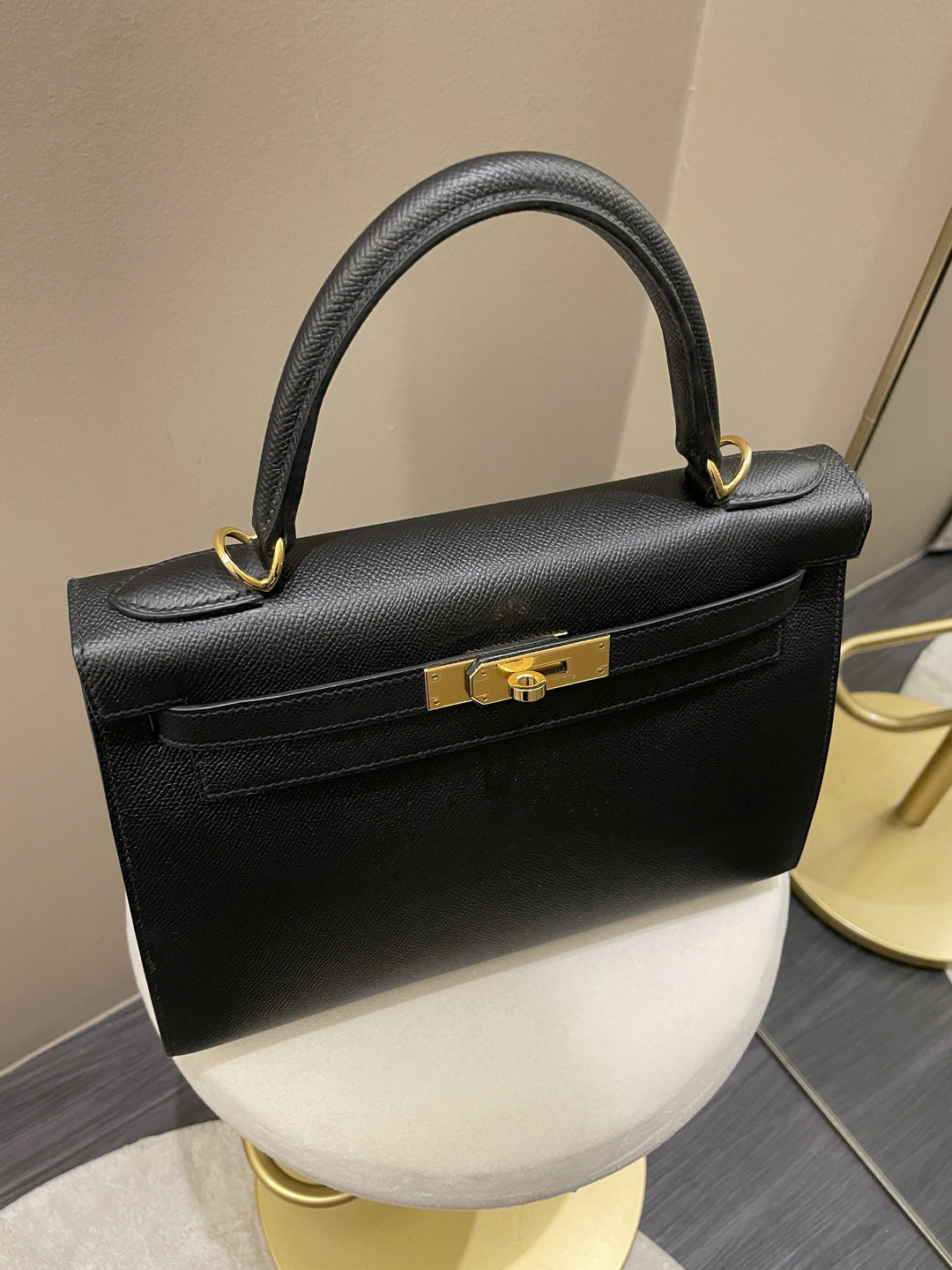 Top quality Hermes Kelly Sellier 28 Black Epsom