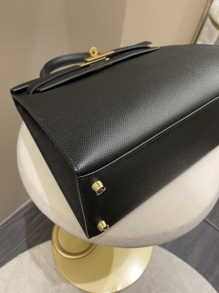 Top quality Hermes Kelly Sellier 28 Black Epsom