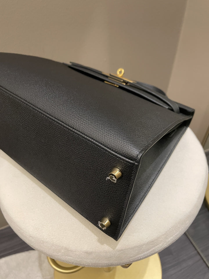 Top quality Hermes Kelly Sellier 28 Black Epsom