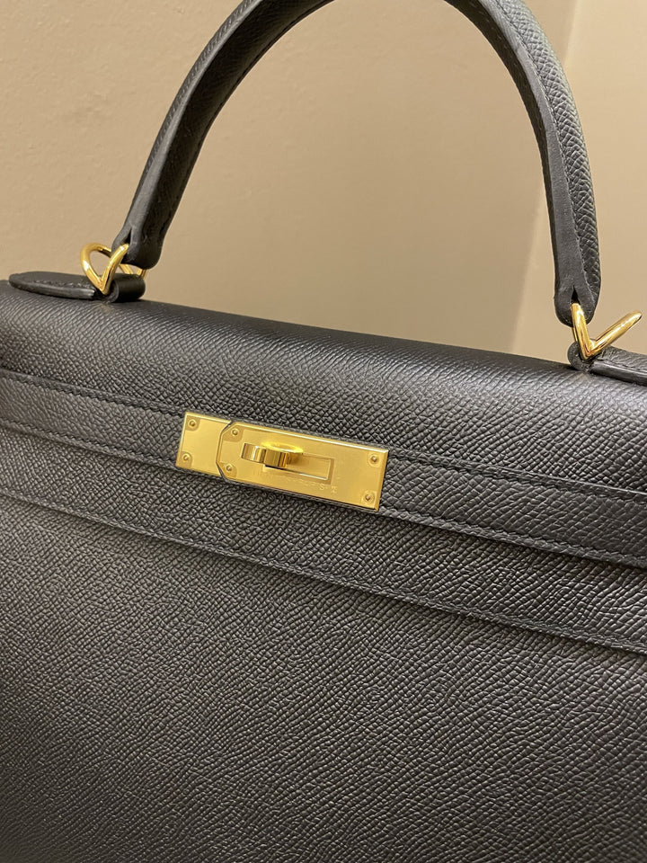 Top quality Hermes Kelly Sellier 28 Black Epsom