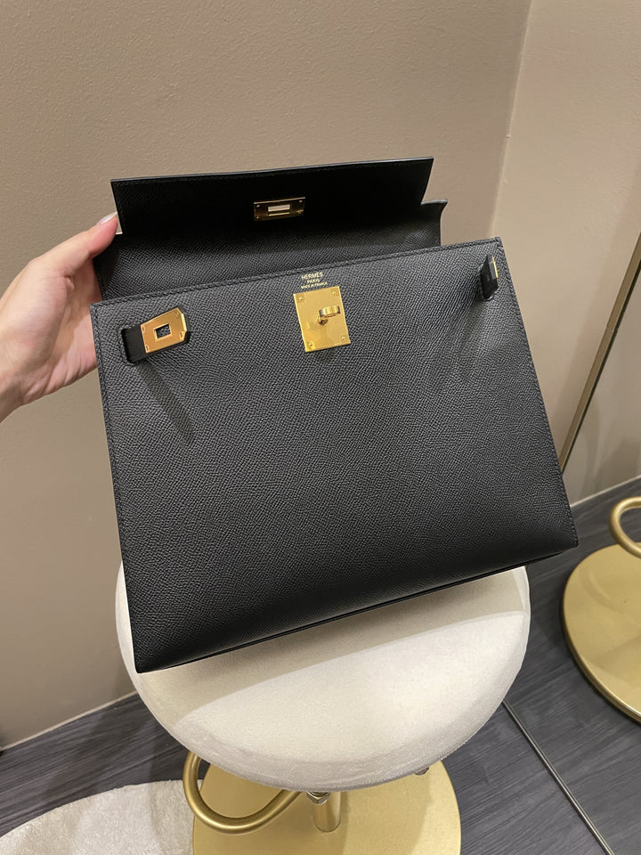 Top quality Hermes Kelly Sellier 28 Black Epsom