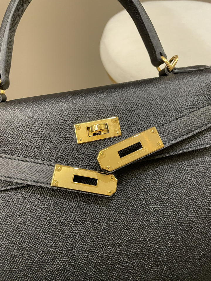 Top quality Hermes Kelly Sellier 28 Black Epsom