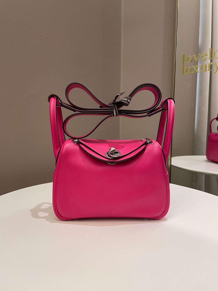 Top quality Hermes Mini Lindy Rose Mexico / Rouge Pigment Swift