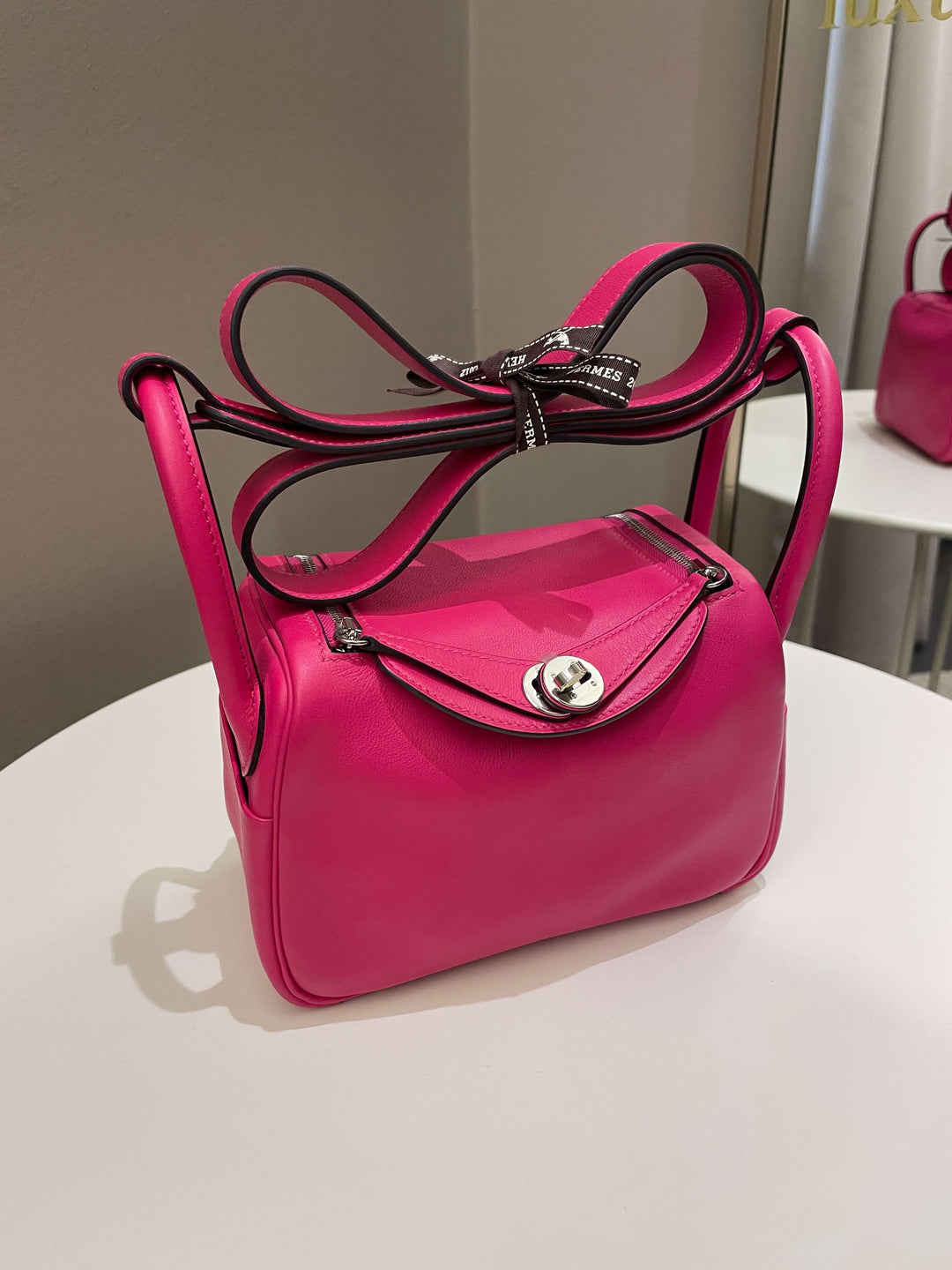 Top quality Hermes Mini Lindy Rose Mexico / Rouge Pigment Swift