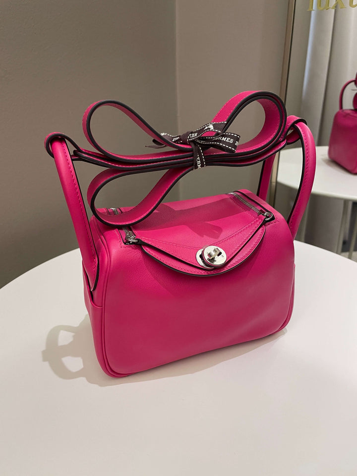 Top quality Hermes Mini Lindy Rose Mexico / Rouge Pigment Swift