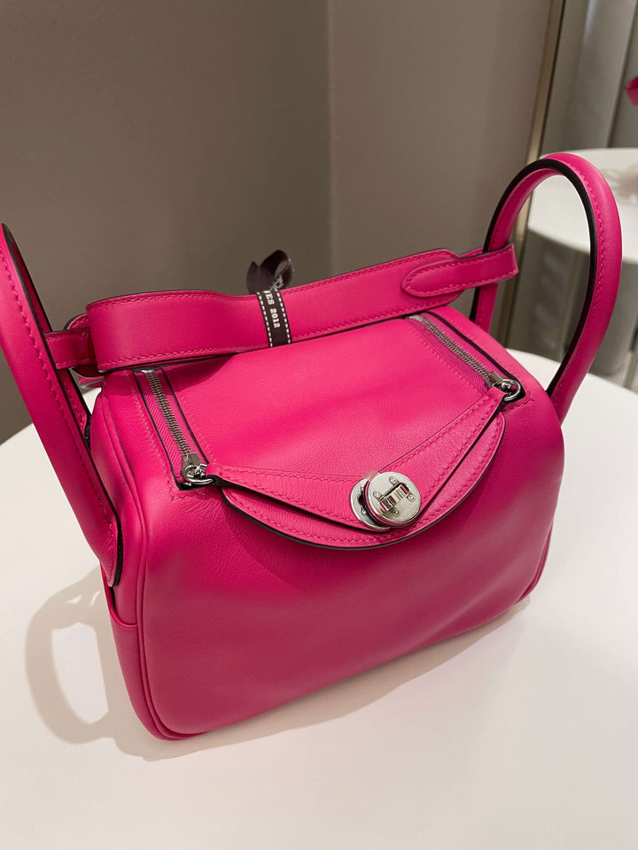 Top quality Hermes Mini Lindy Rose Mexico / Rouge Pigment Swift