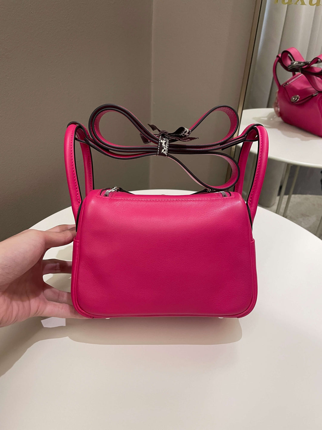 Top quality Hermes Mini Lindy Rose Mexico / Rouge Pigment Swift
