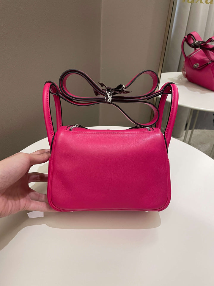 Top quality Hermes Mini Lindy Rose Mexico / Rouge Pigment Swift