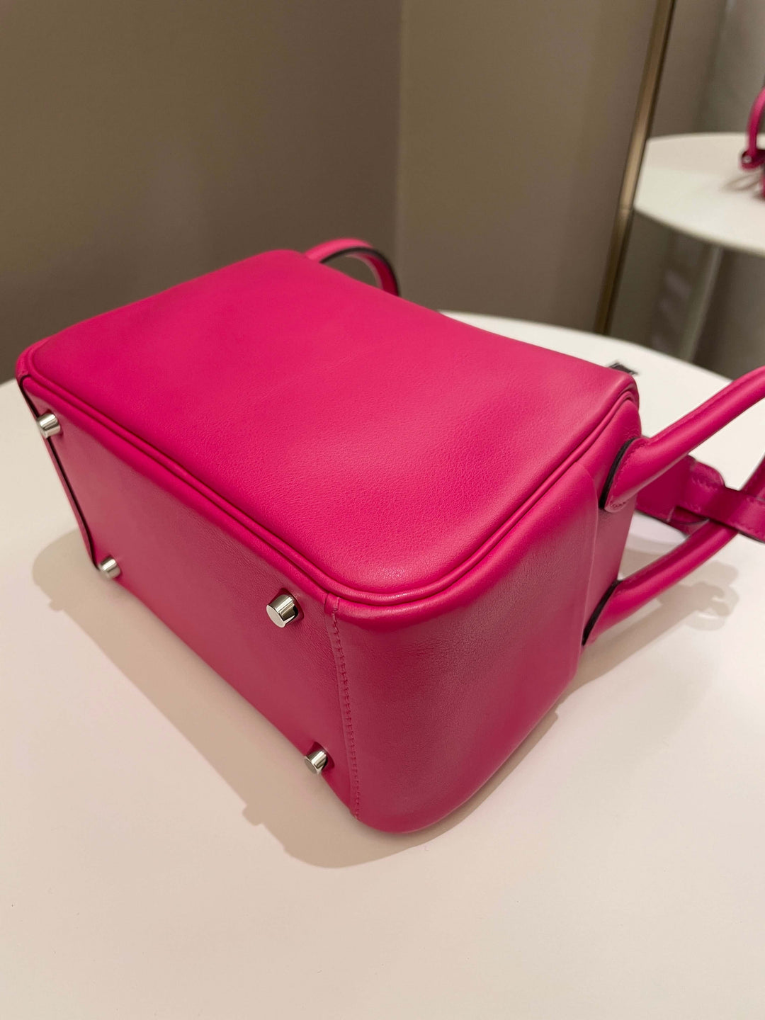 Top quality Hermes Mini Lindy Rose Mexico / Rouge Pigment Swift