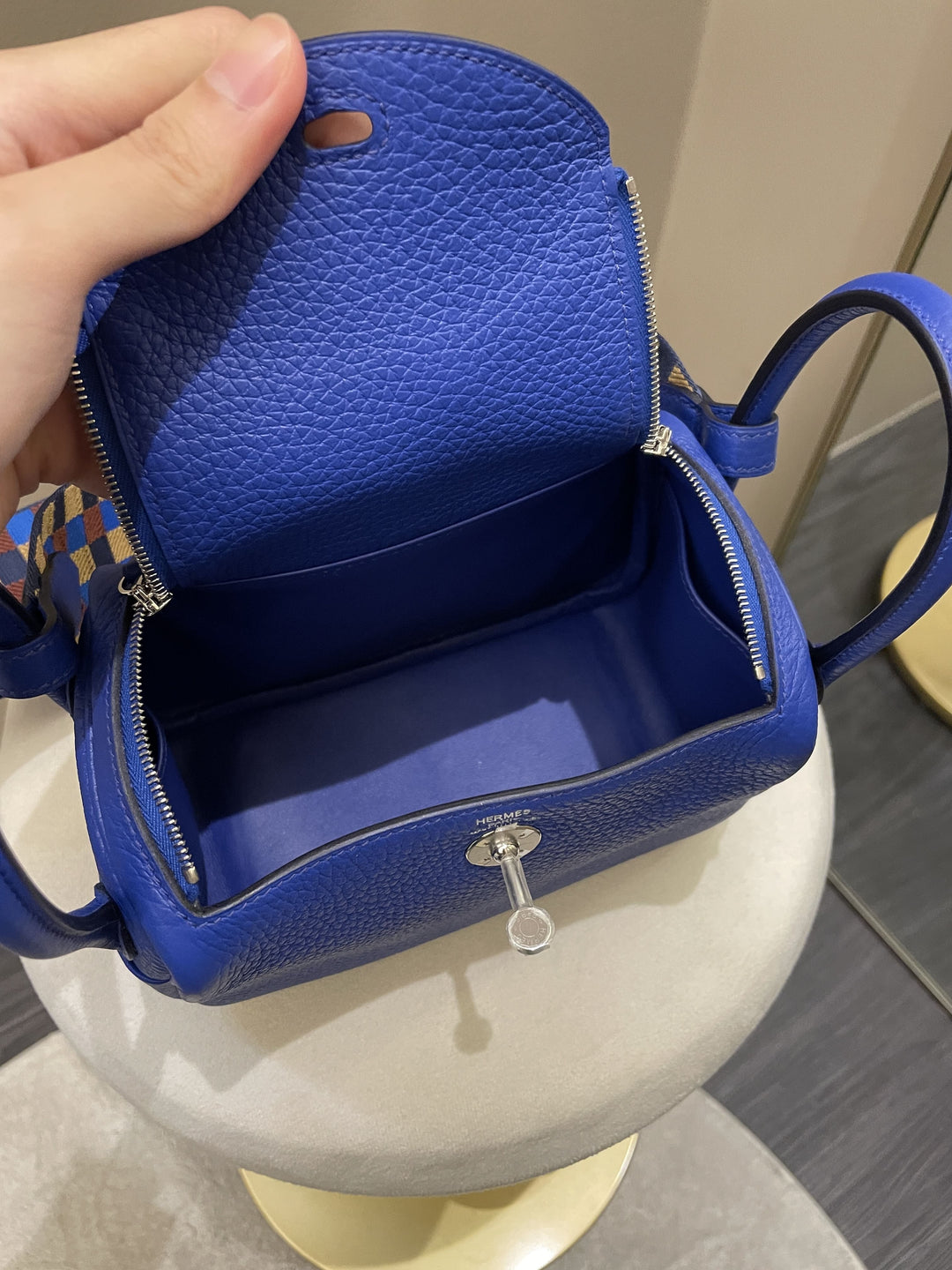 Top quality Hermes Mini Lindy Blue Royal Clemence