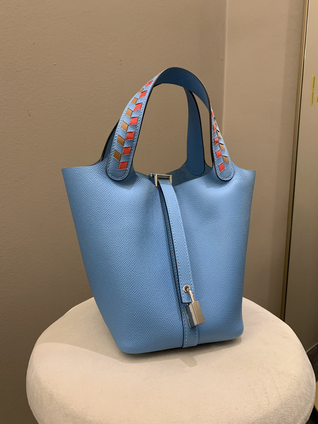 Top quality Hermes Picotin Tressage 18 Blue Nord Epsom