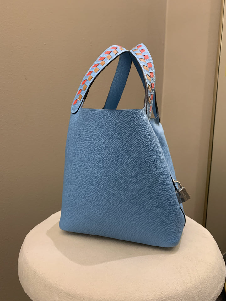 Top quality Hermes Picotin Tressage 18 Blue Nord Epsom