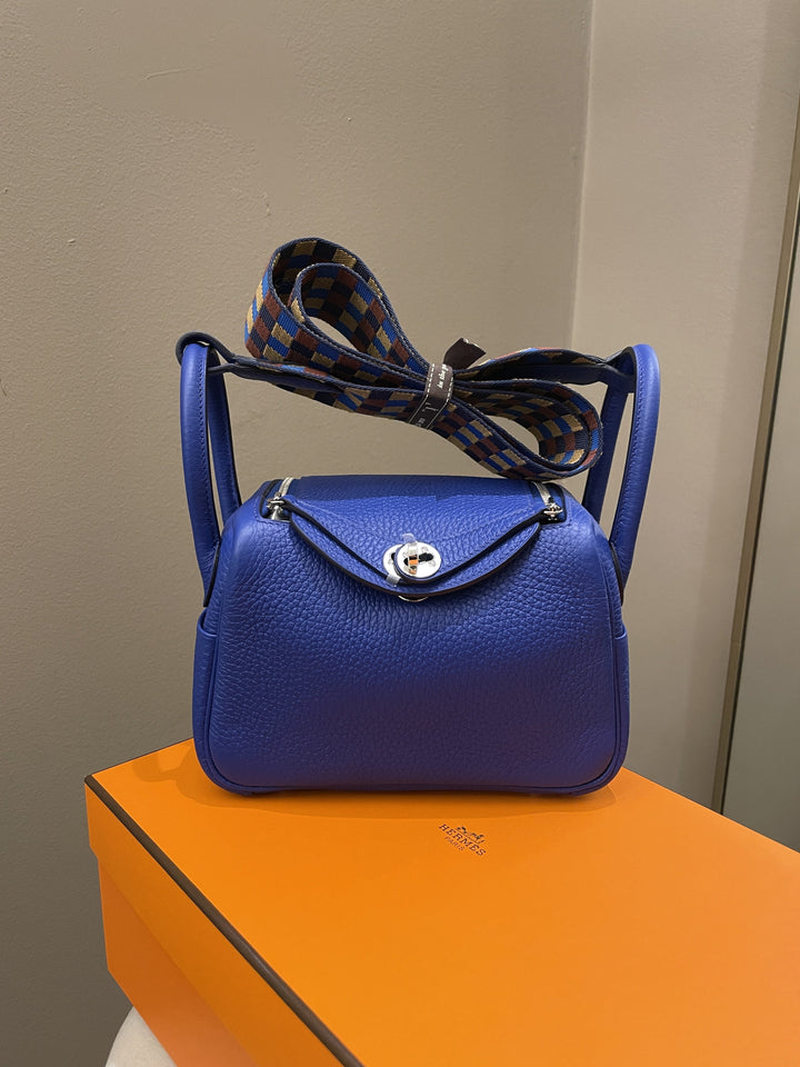 Top quality Hermes Mini Lindy Blue Royal Clemence