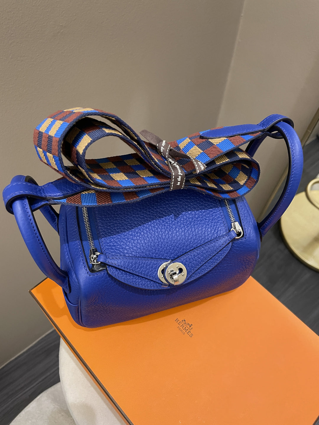 Top quality Hermes Mini Lindy Blue Royal Clemence