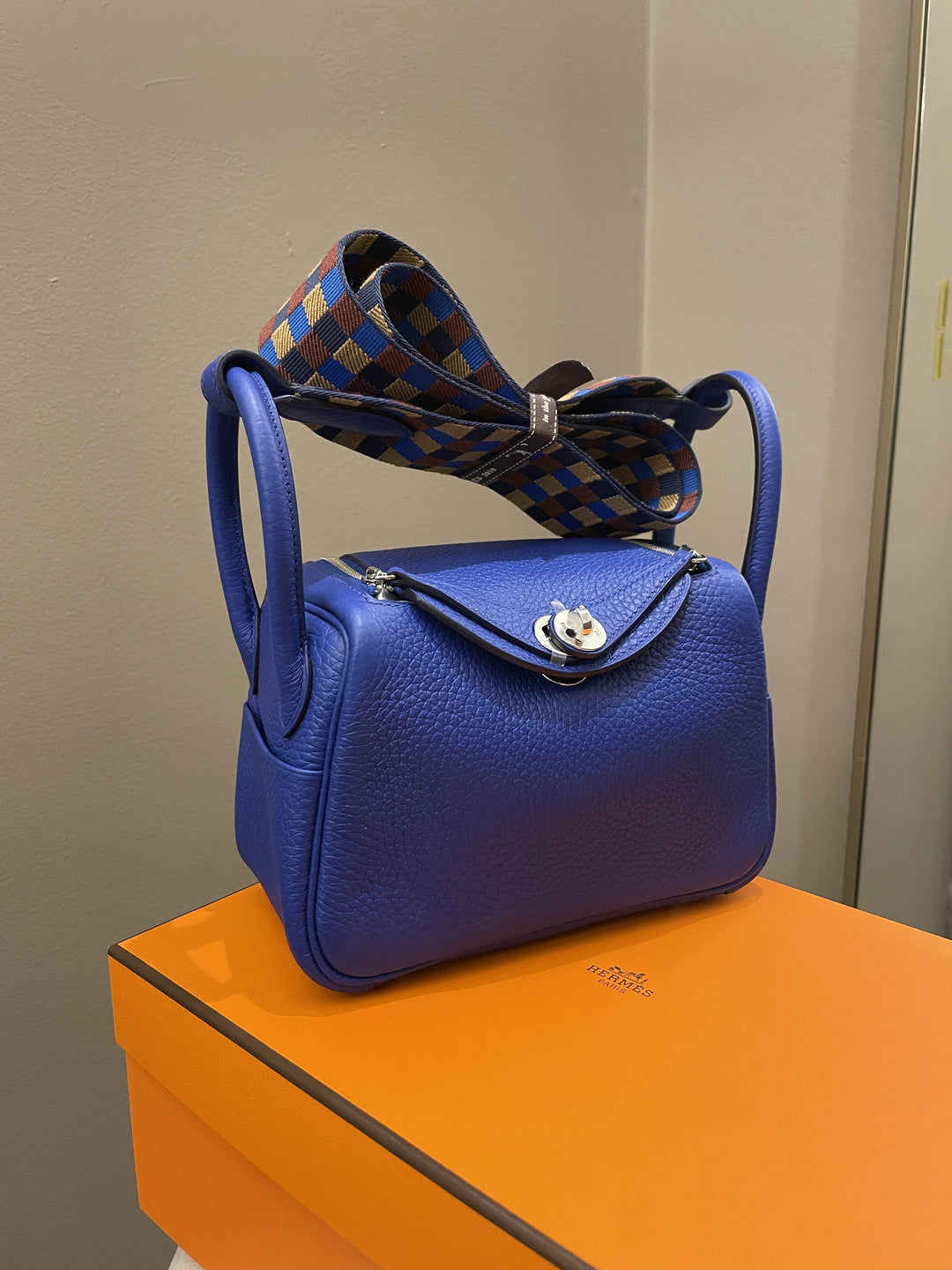 Top quality Hermes Mini Lindy Blue Royal Clemence