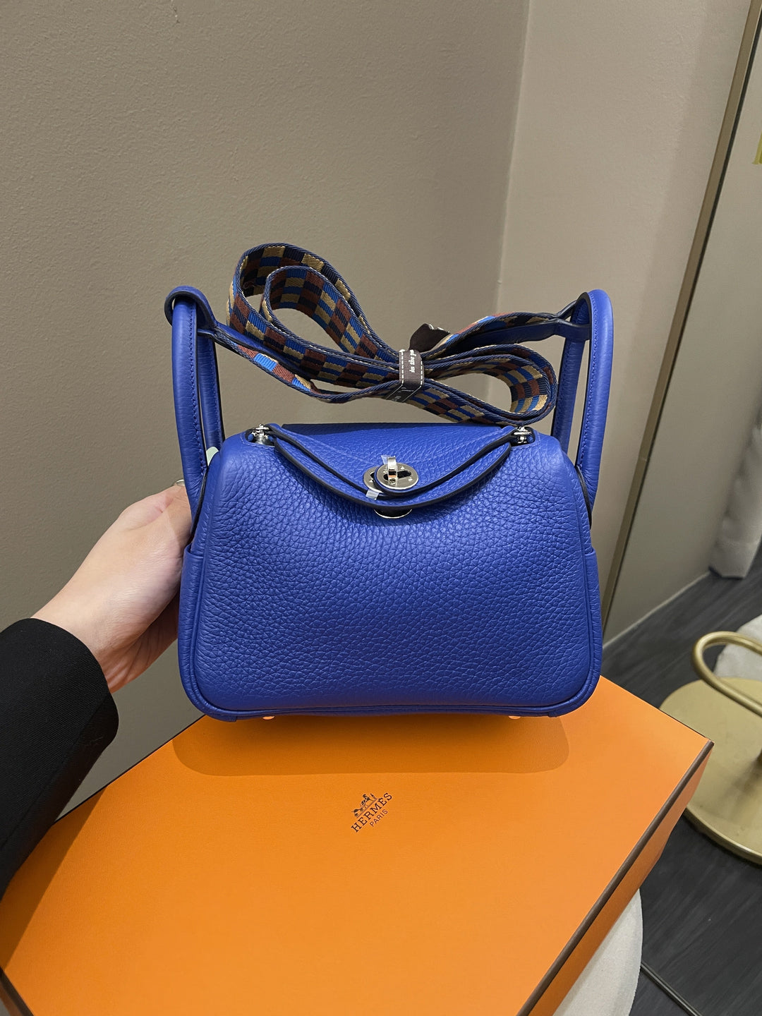 Top quality Hermes Mini Lindy Blue Royal Clemence