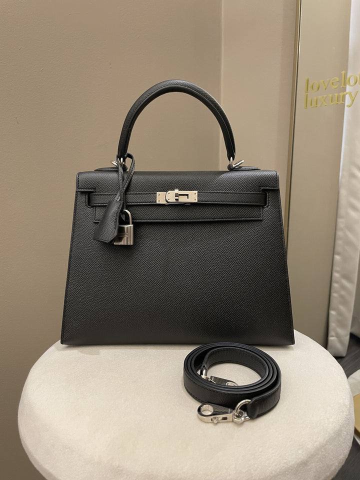 Top quality Hermes Kelly Sellier 25 Black Epsom
