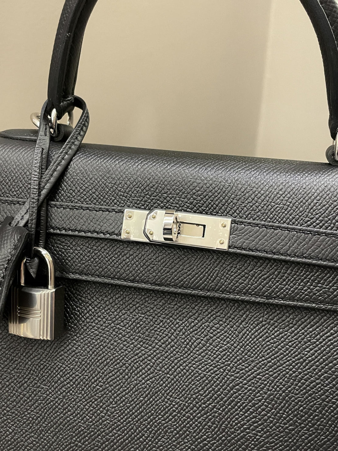 Top quality Hermes Kelly Sellier 25 Black Epsom