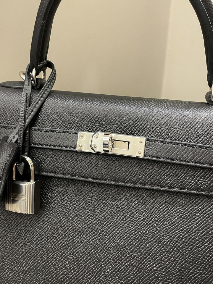 Top quality Hermes Kelly Sellier 25 Black Epsom