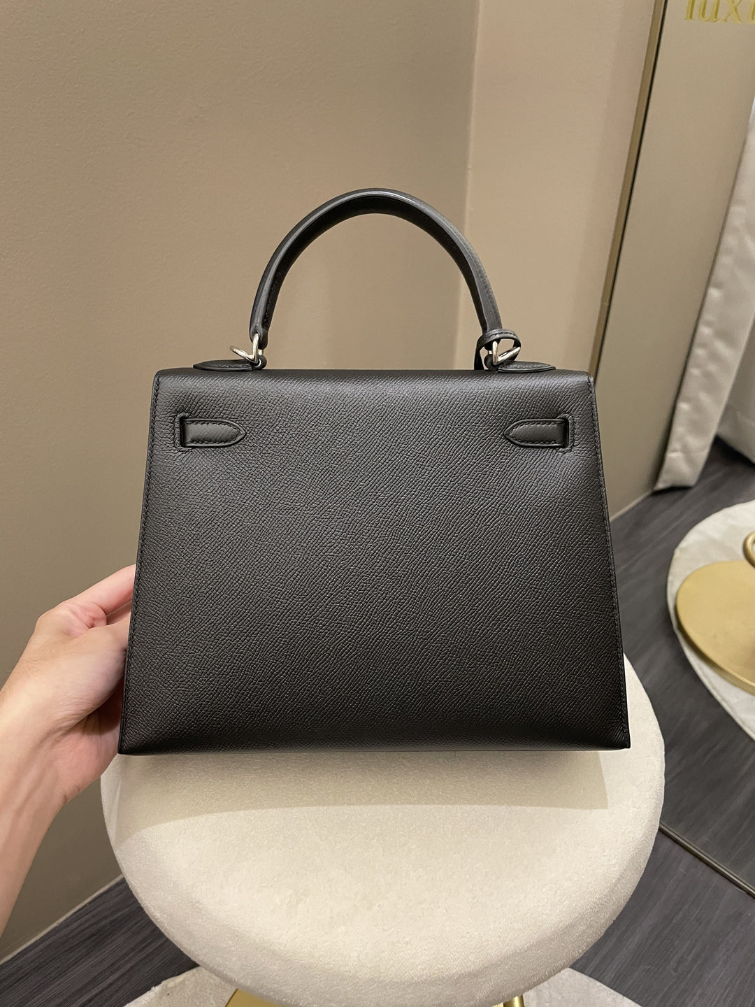 Top quality Hermes Kelly Sellier 25 Black Epsom