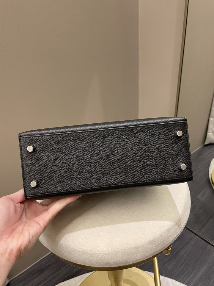 Top quality Hermes Kelly Sellier 25 Black Epsom