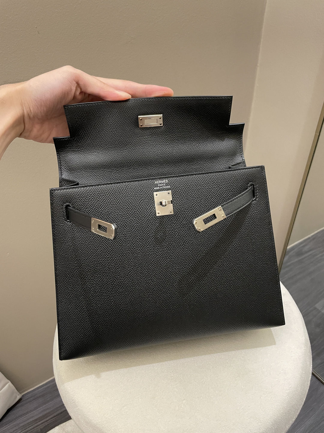 Top quality Hermes Kelly Sellier 25 Black Epsom