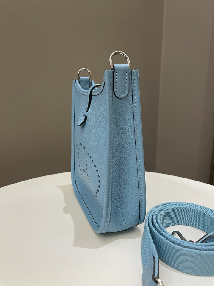 Top quality Hermes Mini Evelyne Bleu Atoll Clemence