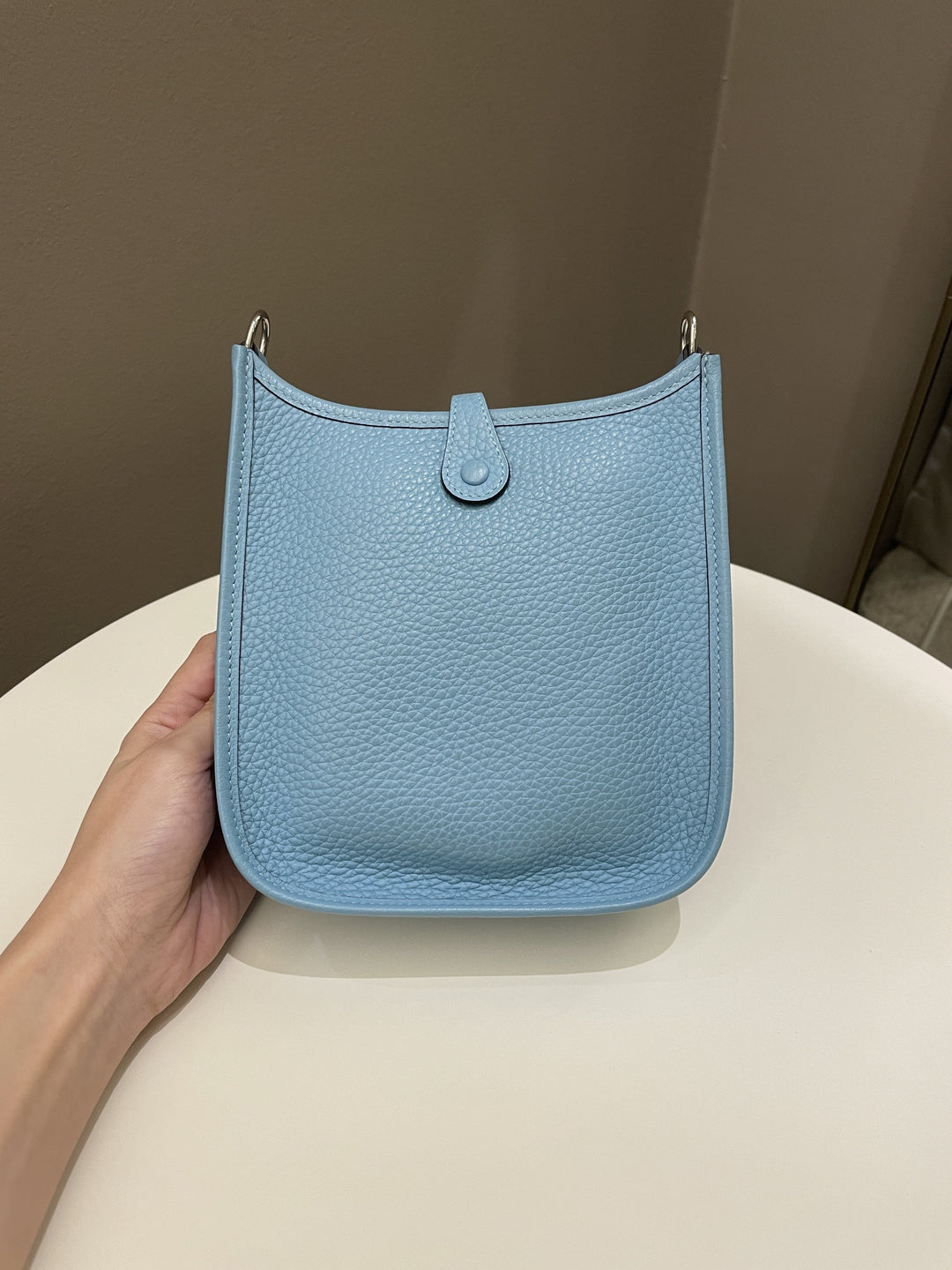 Top quality Hermes Mini Evelyne Bleu Atoll Clemence