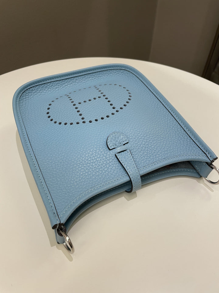 Top quality Hermes Mini Evelyne Bleu Atoll Clemence