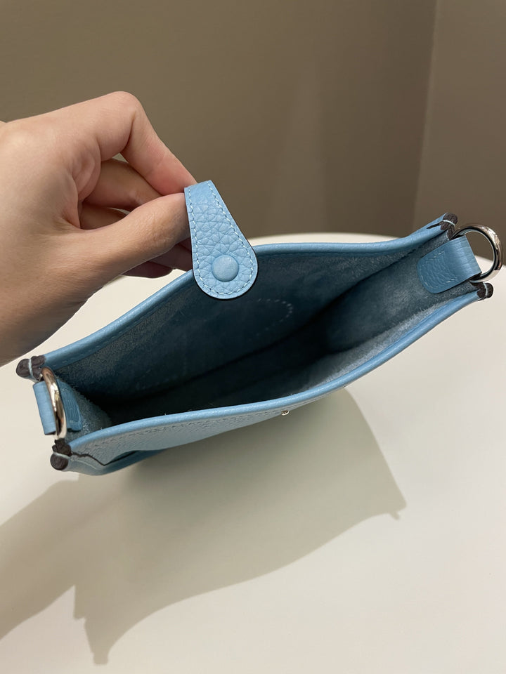 Top quality Hermes Mini Evelyne Bleu Atoll Clemence
