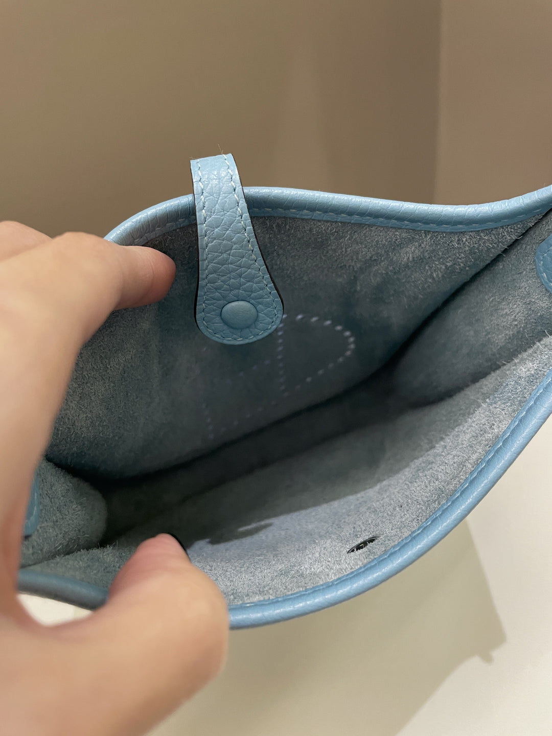 Top quality Hermes Mini Evelyne Bleu Atoll Clemence