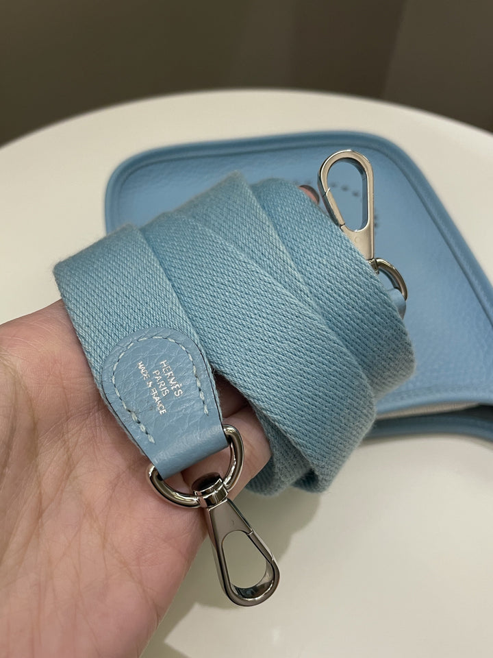 Top quality Hermes Mini Evelyne Bleu Atoll Clemence