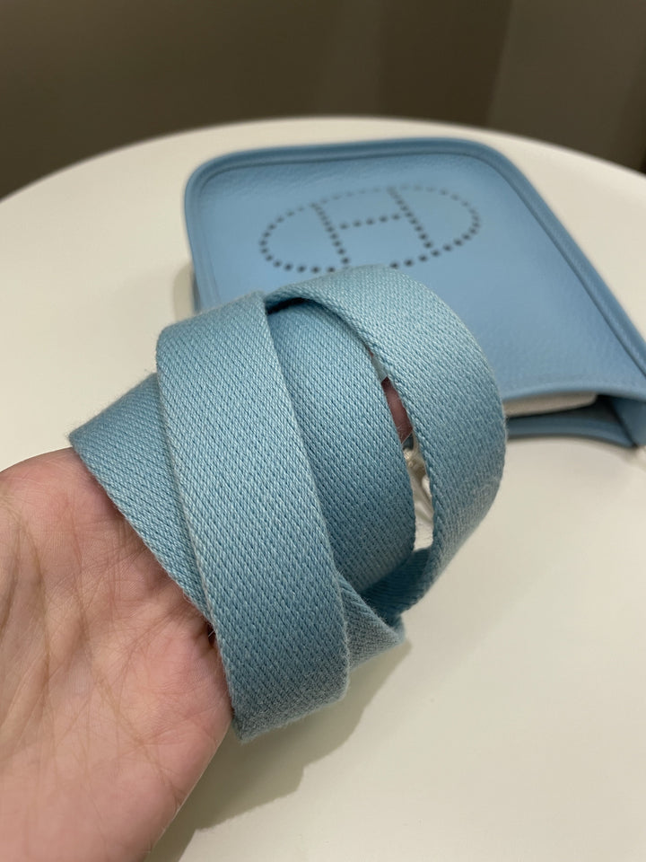 Top quality Hermes Mini Evelyne Bleu Atoll Clemence