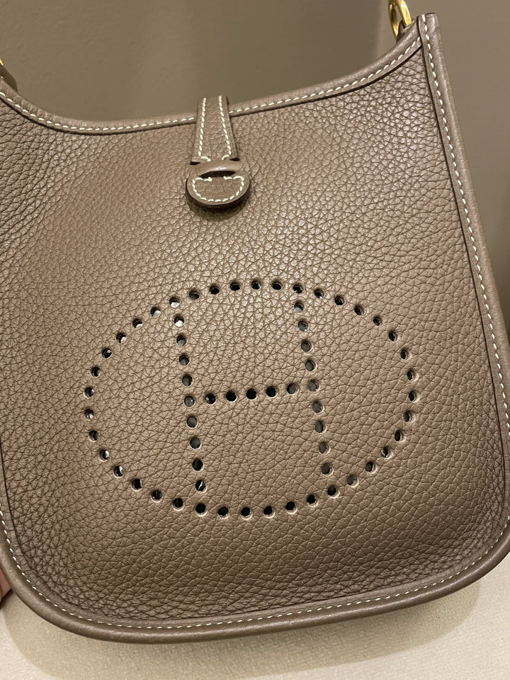 Top quality Hermes Mini Evelyne Etoupe Clemence