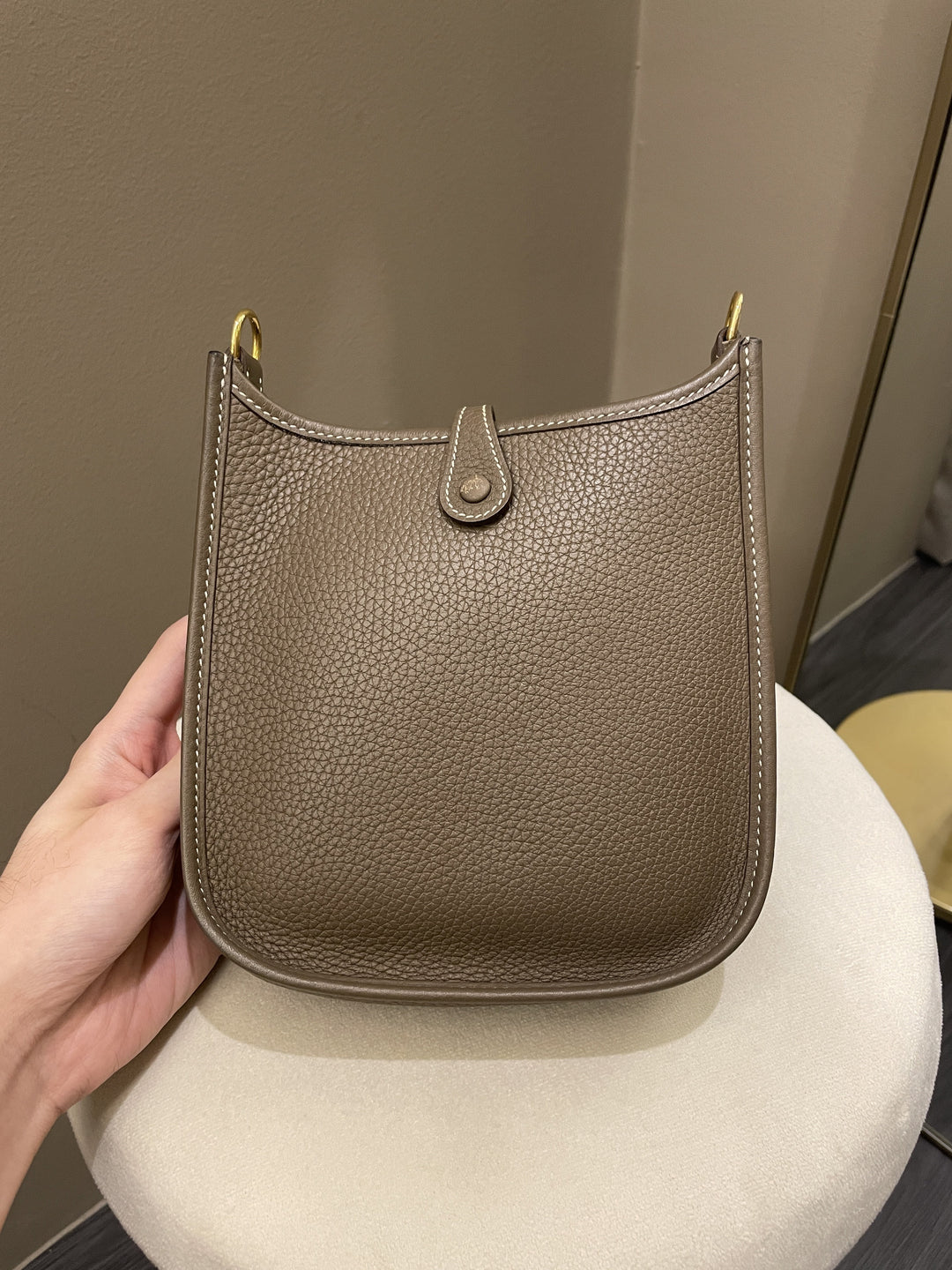 Top quality Hermes Mini Evelyne Etoupe Clemence