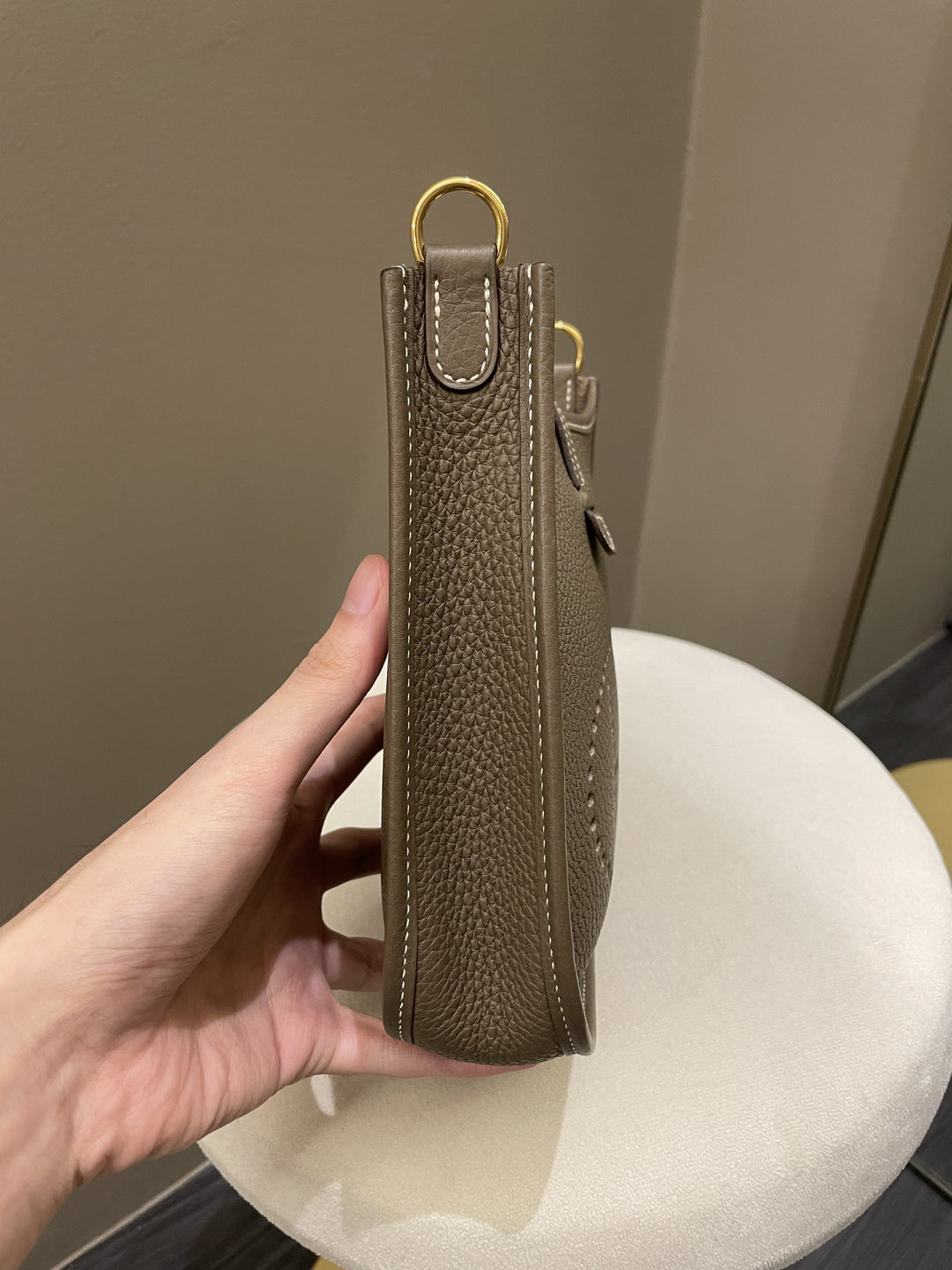 Top quality Hermes Mini Evelyne Etoupe Clemence