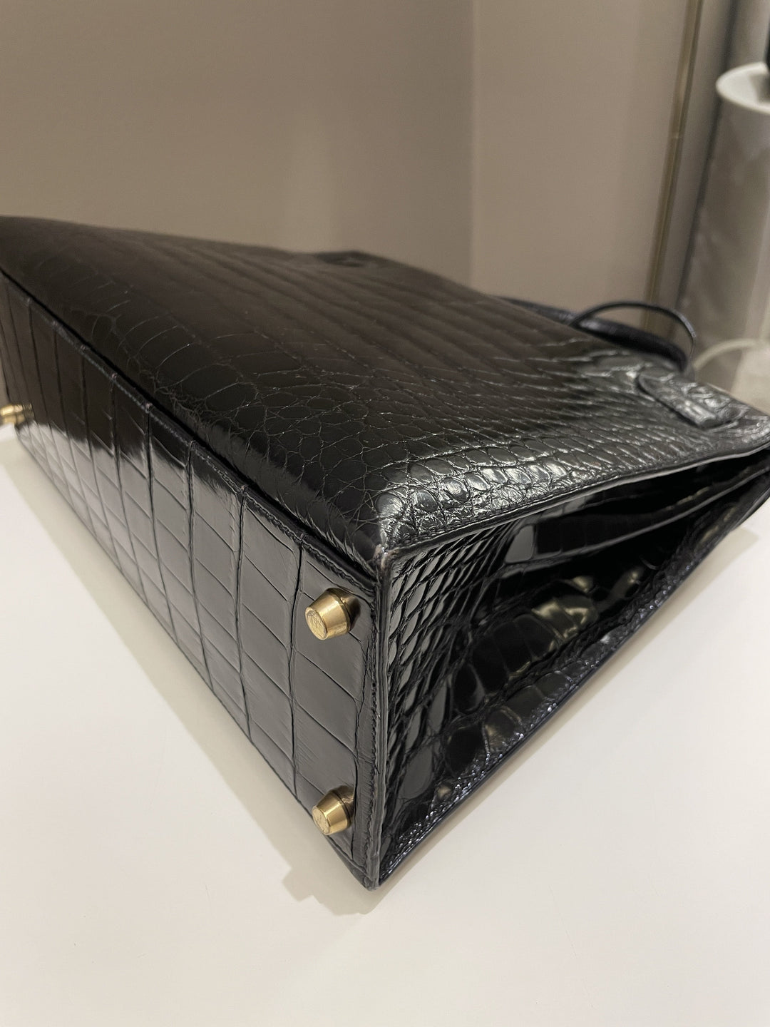 Hermes Kelly Sellier 32 Black Alligator