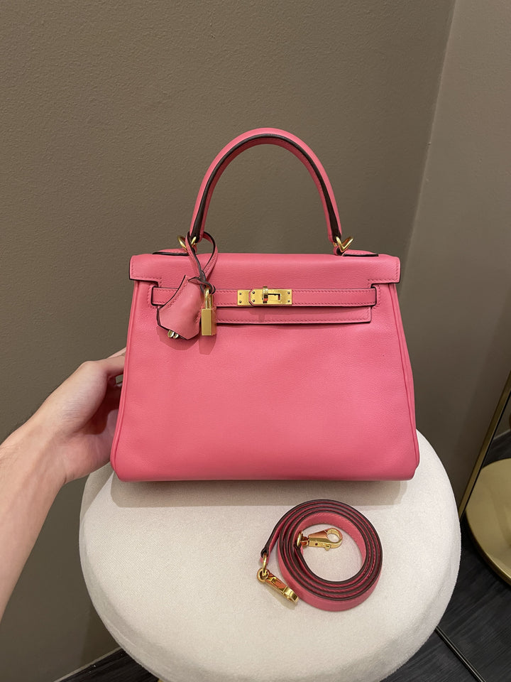 Top quality Hermes Kelly 25 Rose Azalea Swift