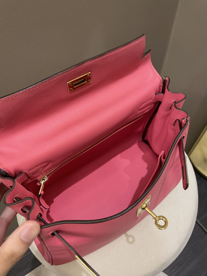 Top quality Hermes Kelly 25 Rose Azalea Swift