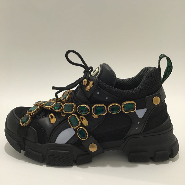 Gucci Black Flashtrek Embellished Sneakers Sz 9