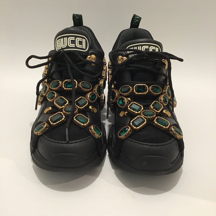 Gucci Black Flashtrek Embellished Sneakers Sz 9