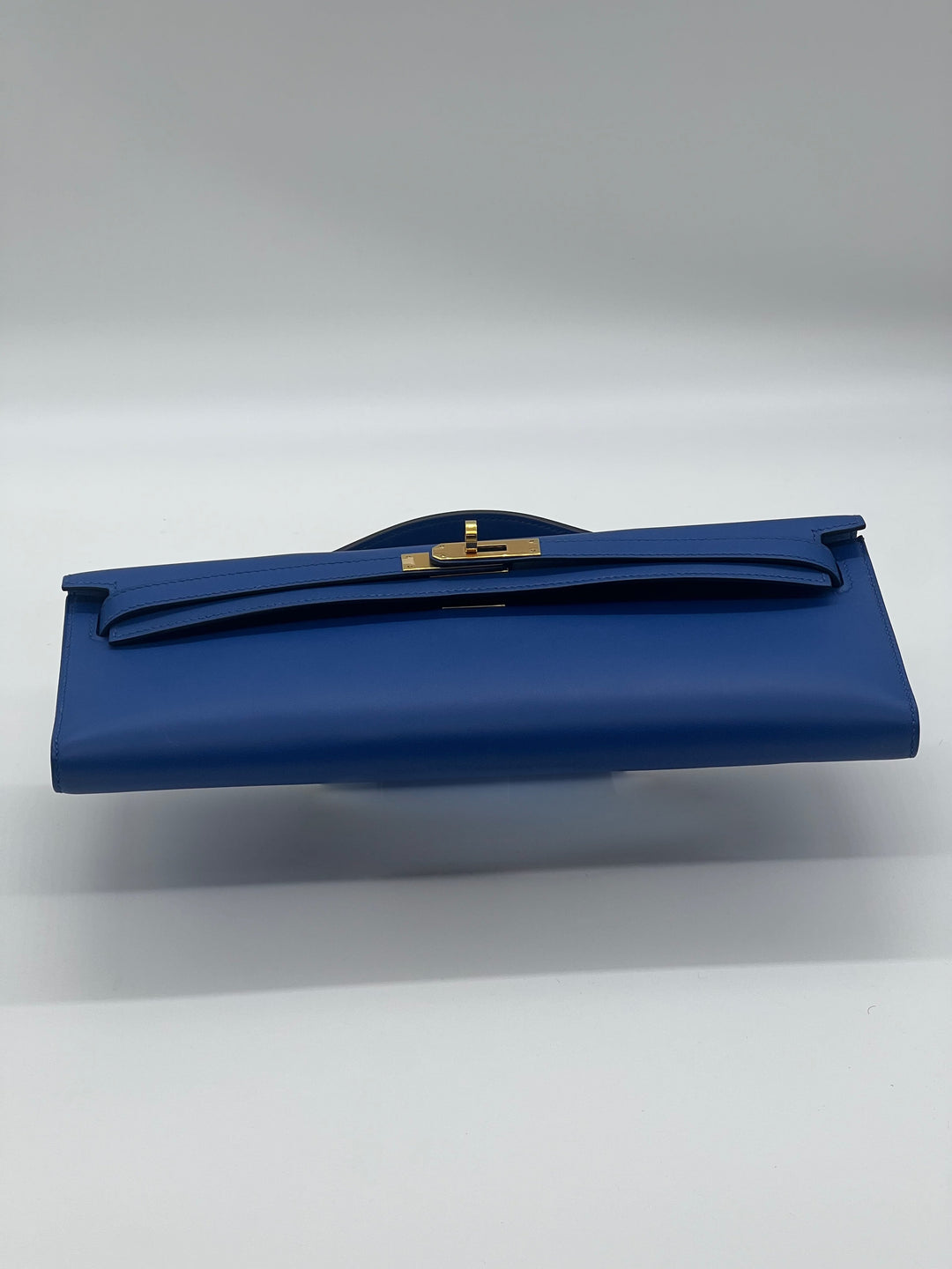 Top quality Hermes Kelly Cut Clutch Swift Calfskin Bleu France Gold Hardware