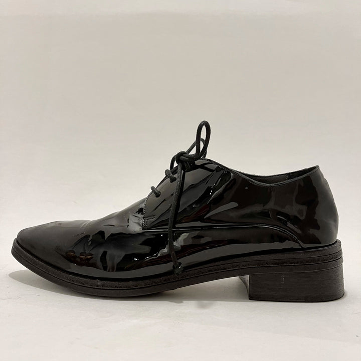 Marsell Black Patent Leather Oxfords with Matte Pointed Toes, Sz 40