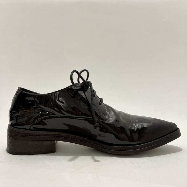 Marsell Black Patent Leather Oxfords with Matte Pointed Toes, Sz 40