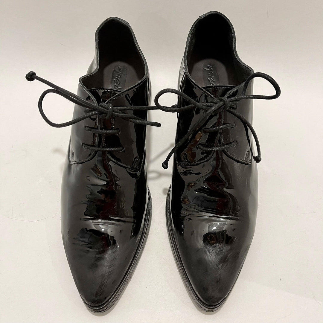 Marsell Black Patent Leather Oxfords with Matte Pointed Toes, Sz 40