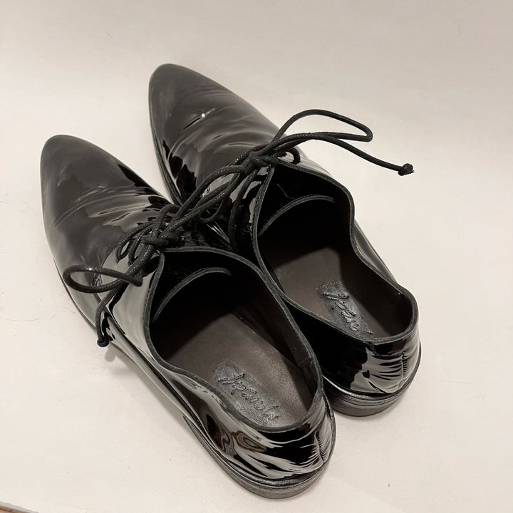 Marsell Black Patent Leather Oxfords with Matte Pointed Toes, Sz 40